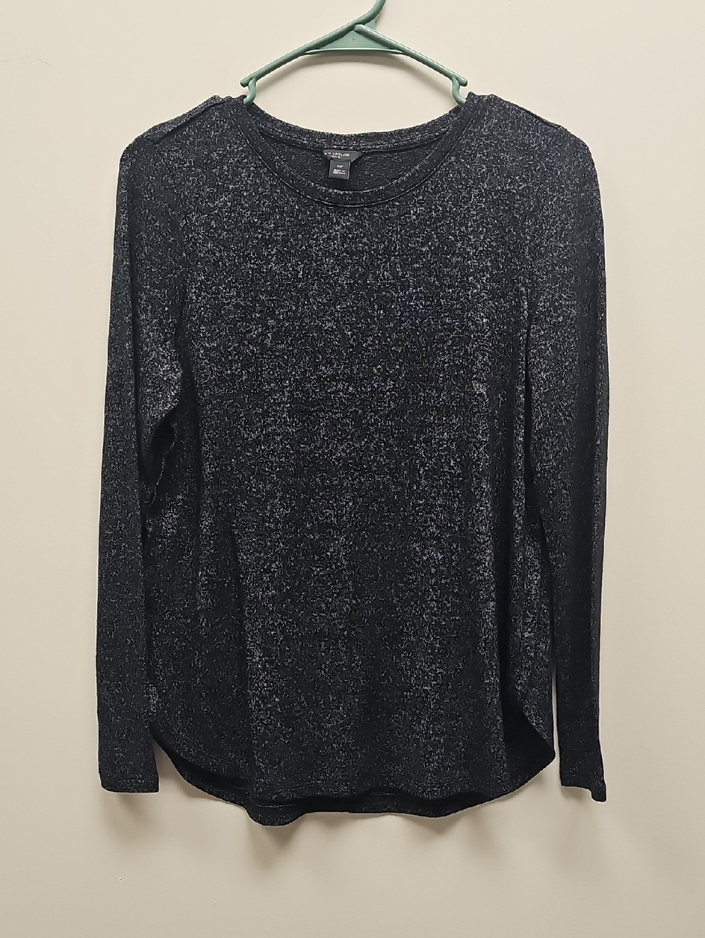 Ann Taylor Metallic Black Long-Sleeve Tee